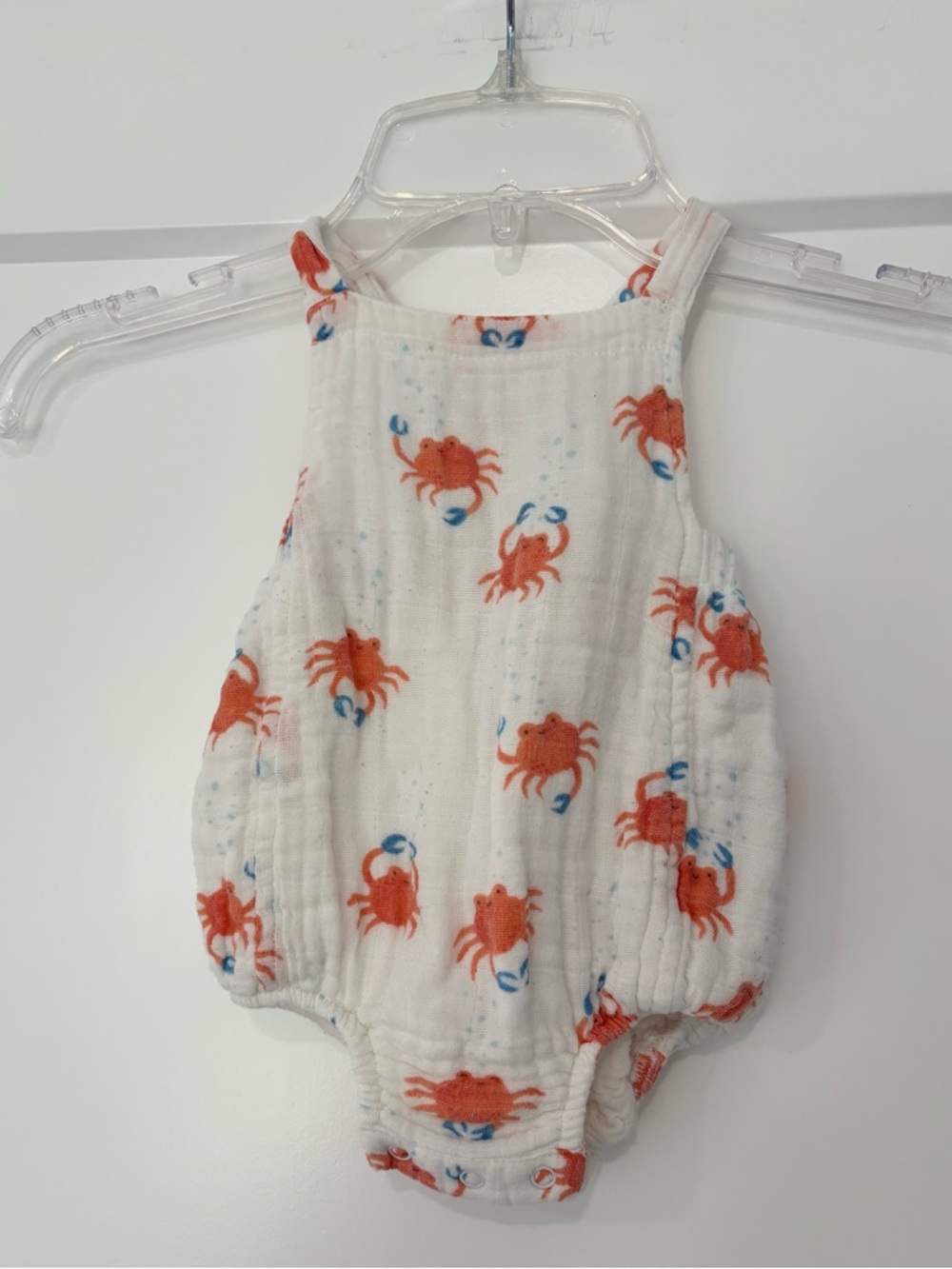 Tullabee Beach Crab Muslin Textured Bubble Romper 3-6 months